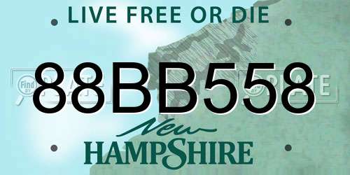 88BB558 New Hampshire License Plate