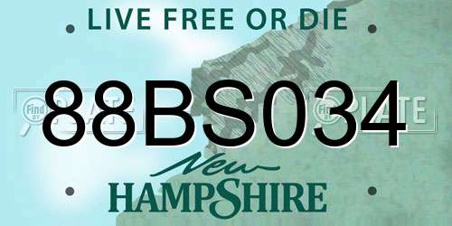 88BS034 New Hampshire License Plate