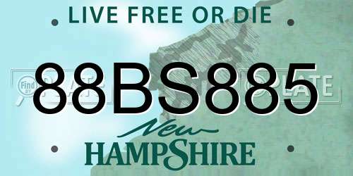 88BS885 New Hampshire License Plate