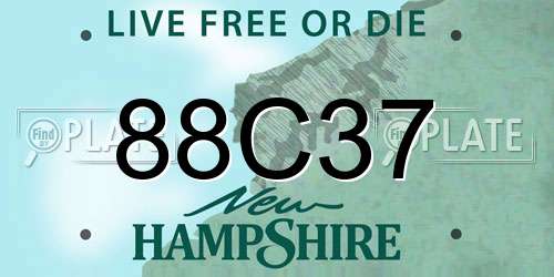 88C37 New Hampshire License Plate