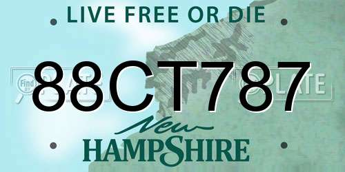 88CT787 New Hampshire License Plate
