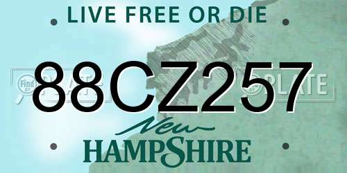 88CZ257 New Hampshire License Plate