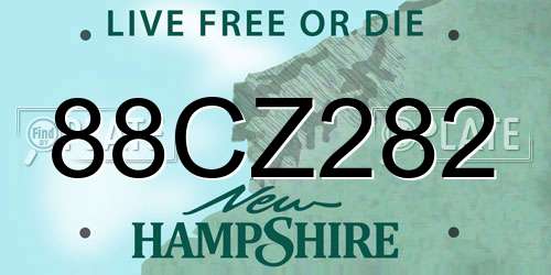 88CZ282 New Hampshire License Plate