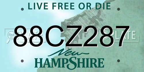 88CZ287 New Hampshire License Plate
