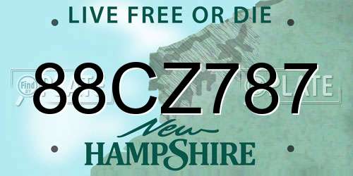 88CZ787 New Hampshire License Plate