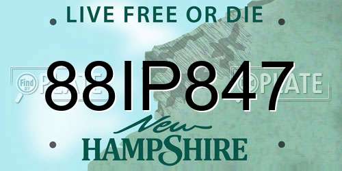 88IP847 New Hampshire License Plate