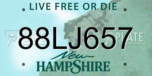 88LJ657 New Hampshire License Plate