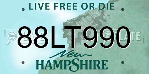 88LT990 New Hampshire License Plate