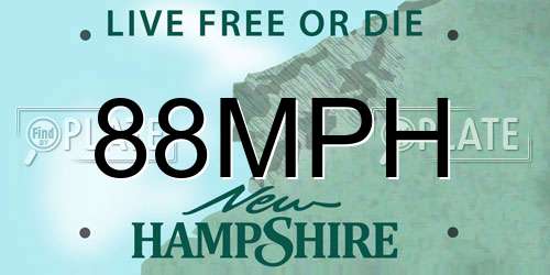 88MPH New Hampshire License Plate