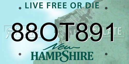88OT891 New Hampshire License Plate