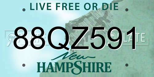 88QZ591 New Hampshire License Plate