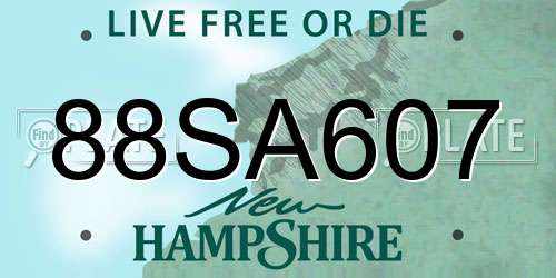 88SA607 New Hampshire License Plate