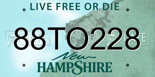 88TO228 New Hampshire License Plate