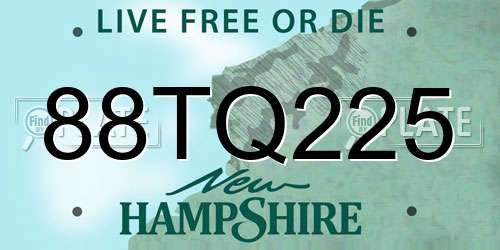 88TQ225 New Hampshire License Plate