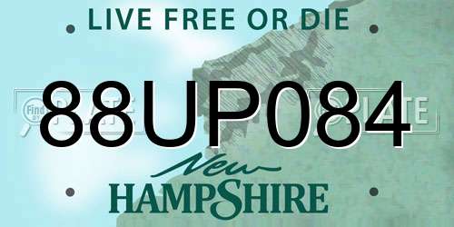 88UP084 New Hampshire License Plate