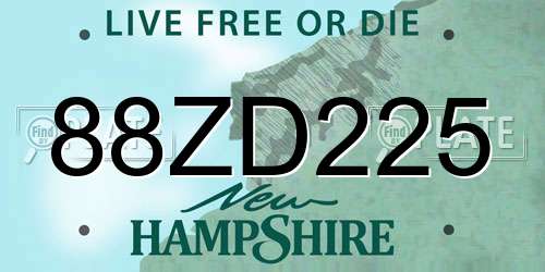 88ZD225 New Hampshire License Plate