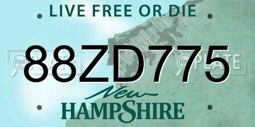 88ZD775 New Hampshire License Plate