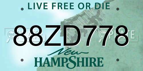 88ZD778 New Hampshire License Plate