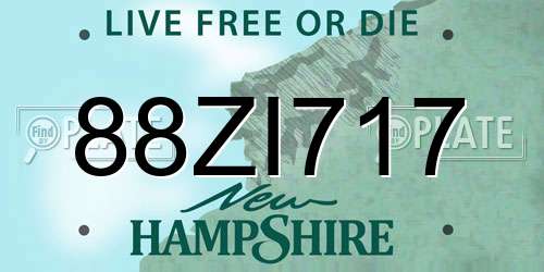 88ZI717 New Hampshire License Plate