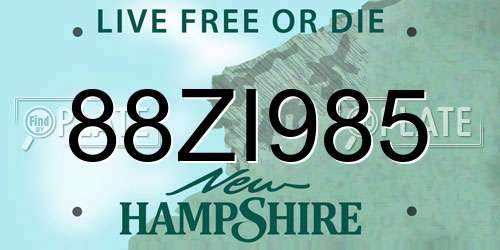 88ZI985 New Hampshire License Plate