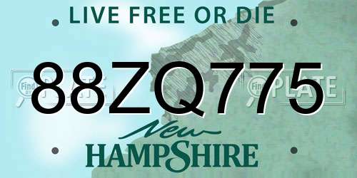 88ZQ775 New Hampshire License Plate