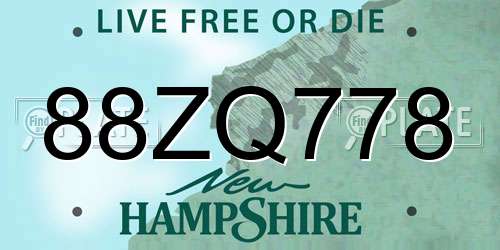 88ZQ778 New Hampshire License Plate