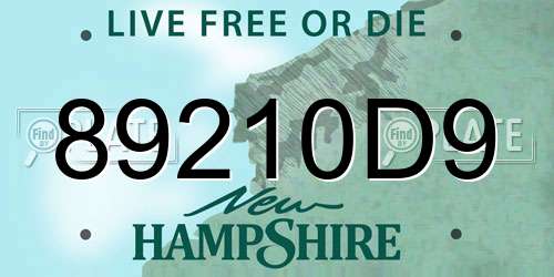 89210D9 New Hampshire License Plate