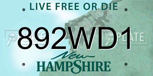 892WD1 New Hampshire License Plate