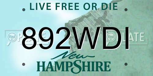 892WDI New Hampshire License Plate