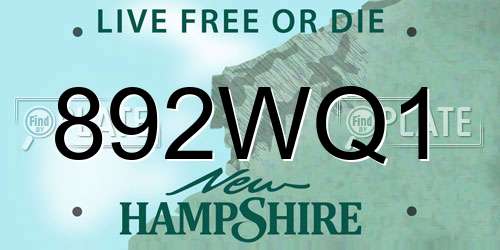 892WQ1 New Hampshire License Plate