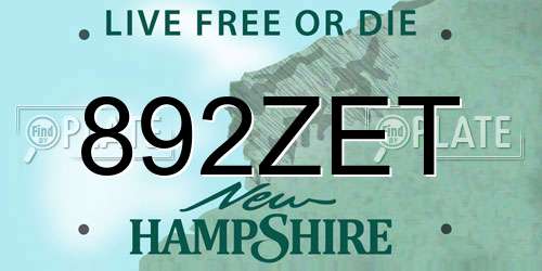 892ZET New Hampshire License Plate