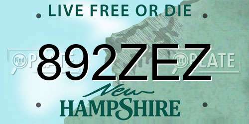 892ZEZ New Hampshire License Plate