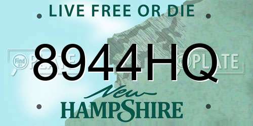 8944HQ New Hampshire License Plate