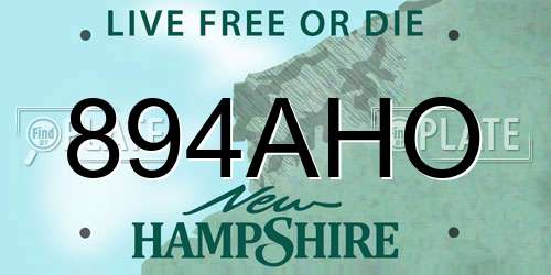 894AHO New Hampshire License Plate