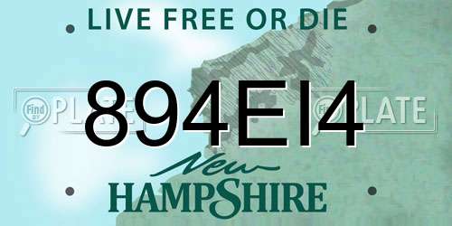 894EI4 New Hampshire License Plate