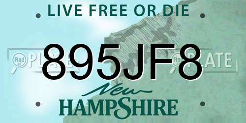 895JF8 New Hampshire License Plate