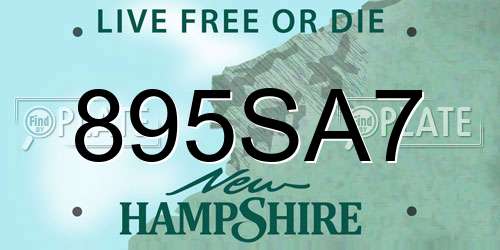 895SA7 New Hampshire License Plate