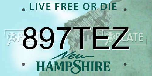 897TEZ New Hampshire License Plate
