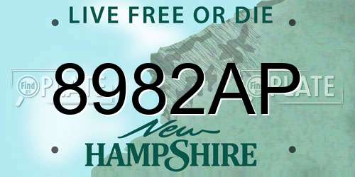 8982AP New Hampshire License Plate