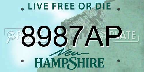 8987AP New Hampshire License Plate