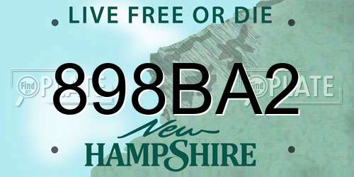898BA2 New Hampshire License Plate