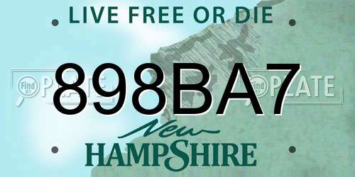 898BA7 New Hampshire License Plate