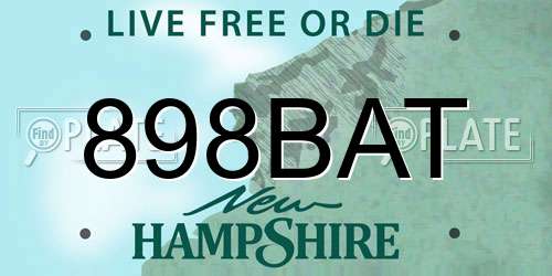898BAT New Hampshire License Plate