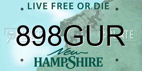 898GUR New Hampshire License Plate