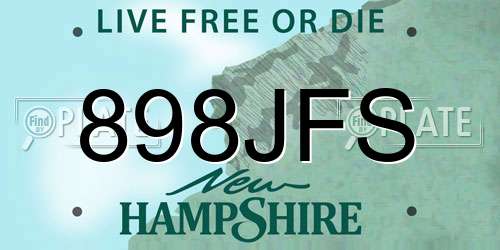 898JFS New Hampshire License Plate