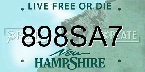 898SA7 New Hampshire License Plate