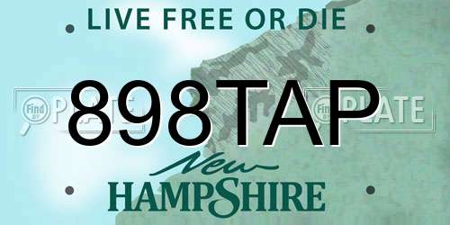 898TAP New Hampshire License Plate