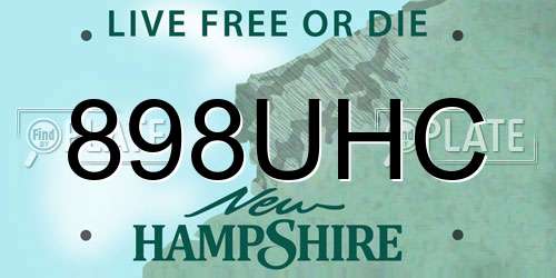 898UHC New Hampshire License Plate