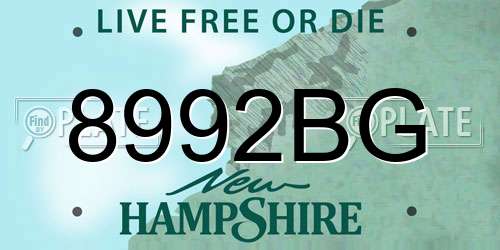 8992BG New Hampshire License Plate