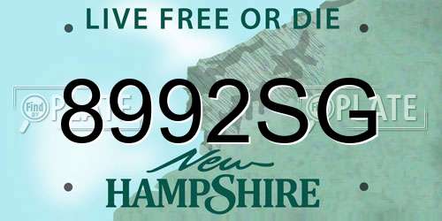 8992SG New Hampshire License Plate